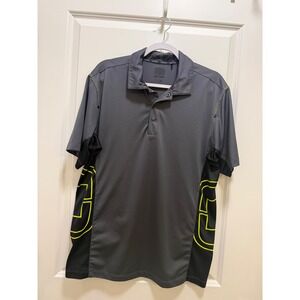 OGIO Mens Performance Golf Polo Shirt Gray Black Neon Yellow Graphic Size Large